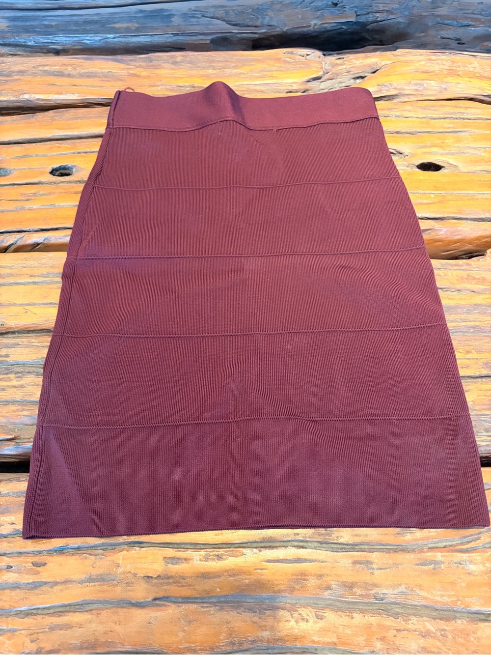Structured High-Waist Pencil Skirt in Burgundy